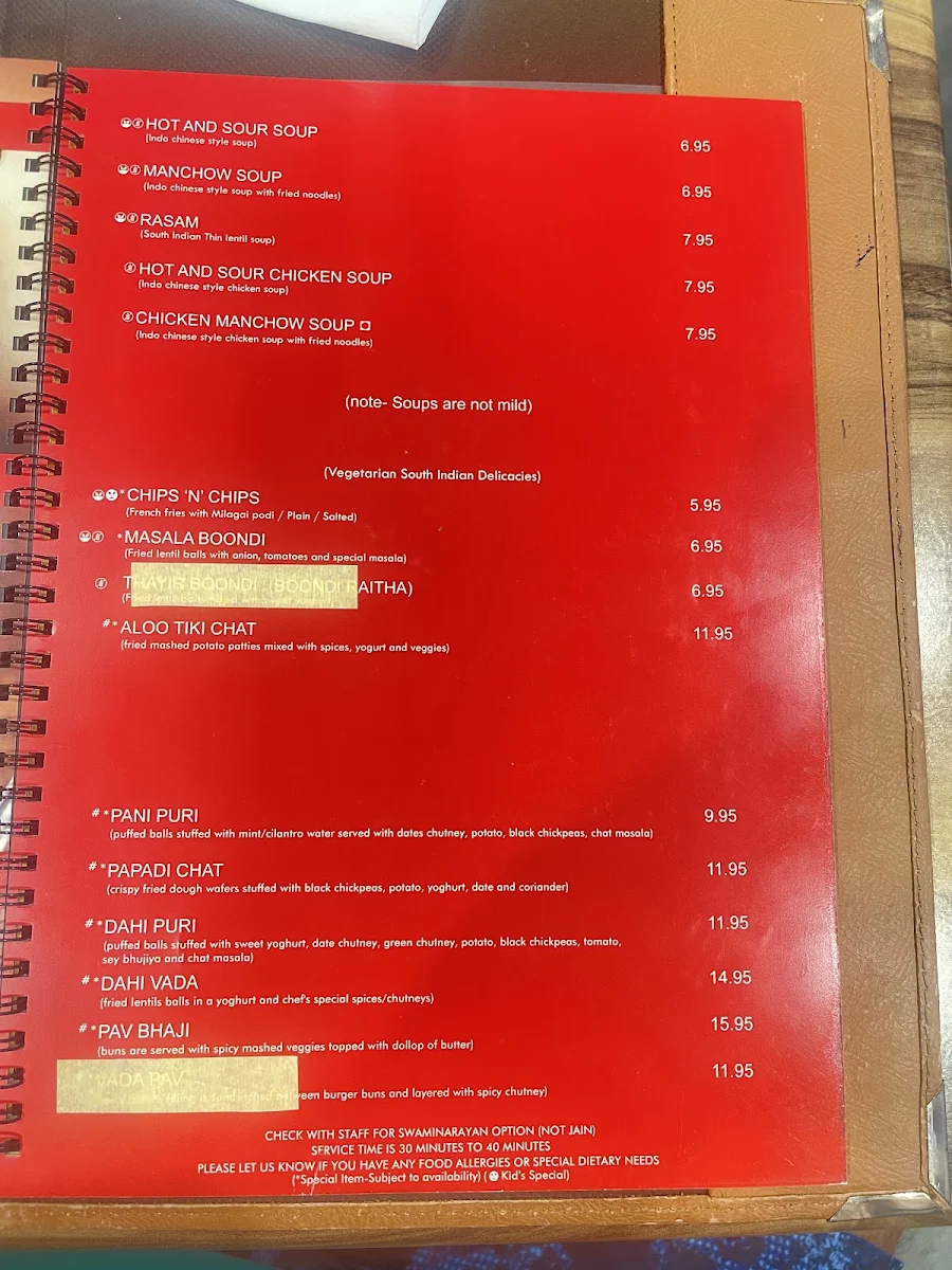 Menu, Sankalp Indian Restaurant Surfers Paradise Gold Coast