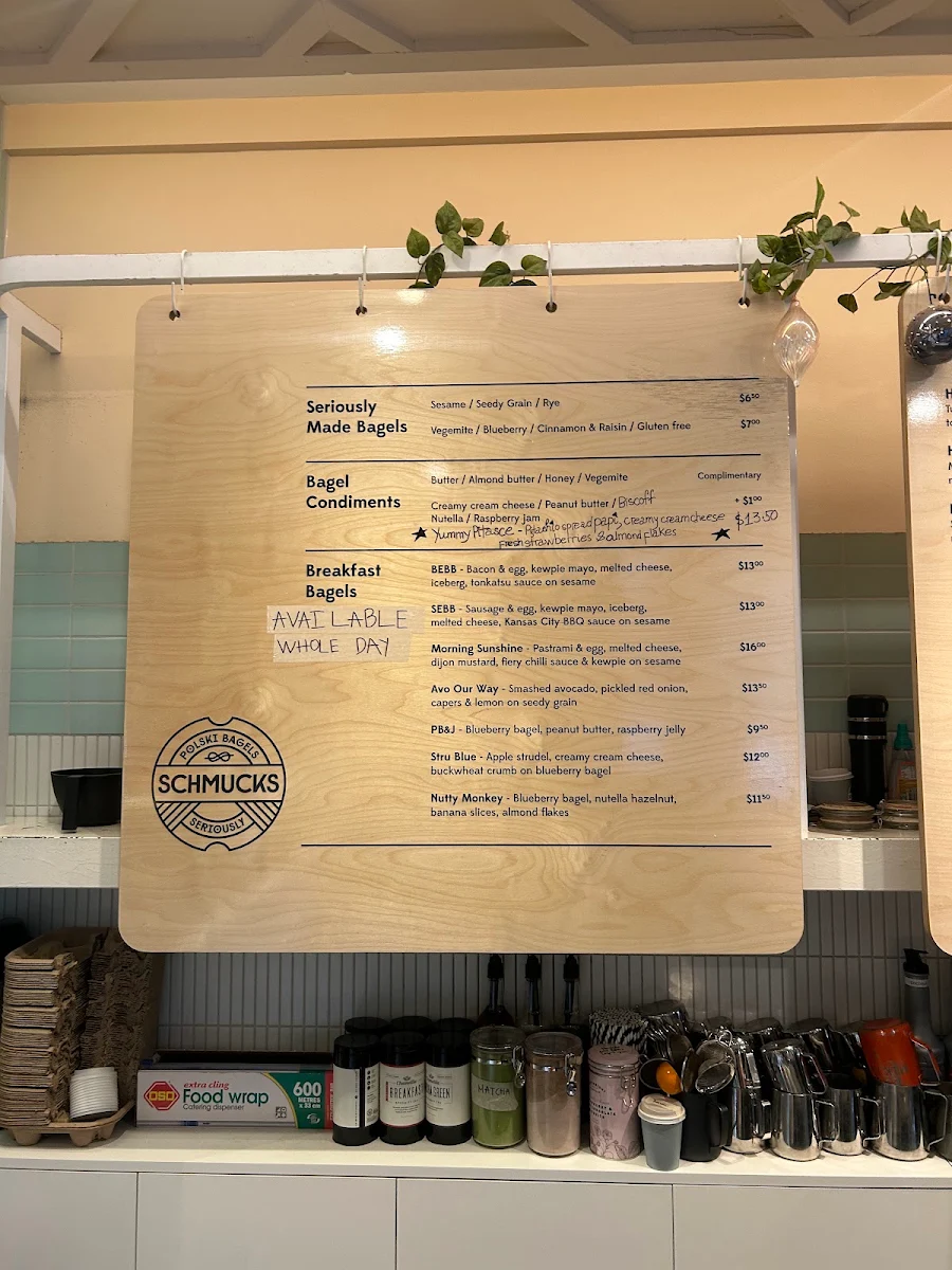 Menu, Schmucks Bagels