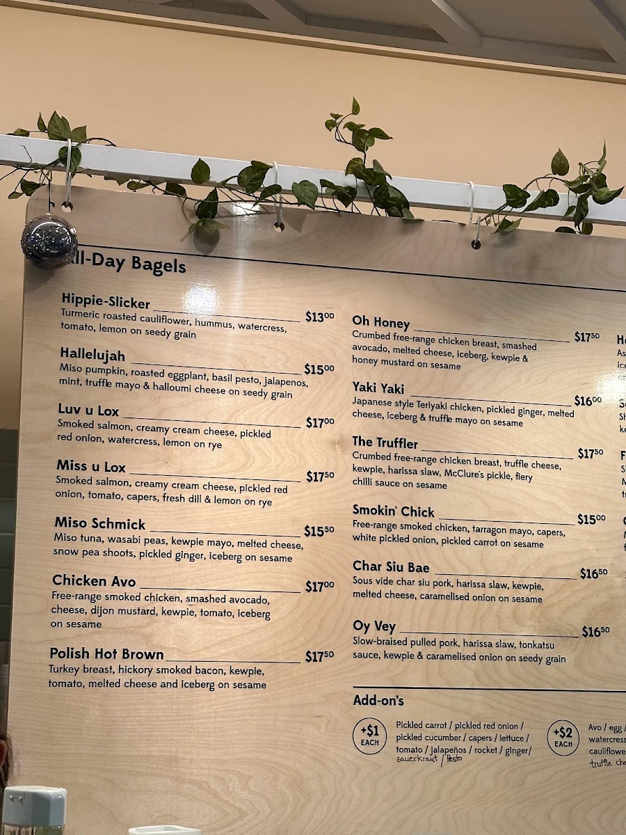 Menu, Schmucks Bagels