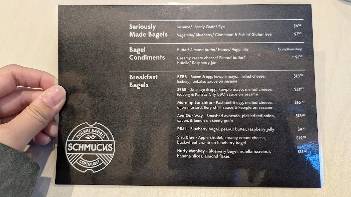 Menu, Schmucks Bagels