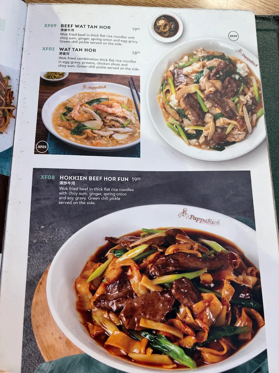 Menu, PappaRich Highpoint