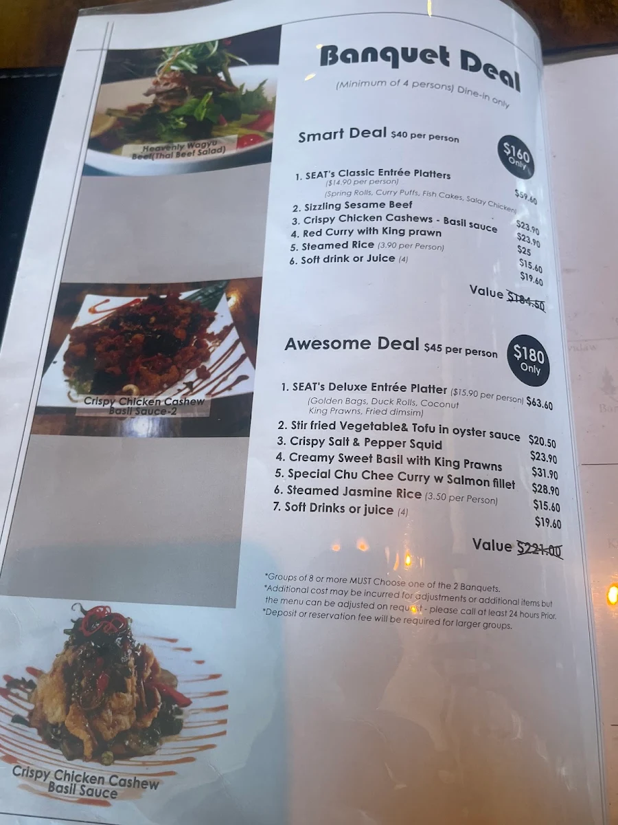Menu, The SEAT Restaurant