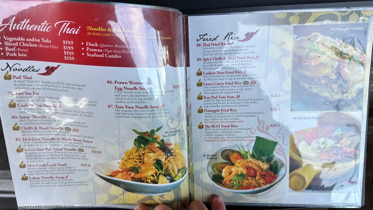 Menu, The SEAT Restaurant