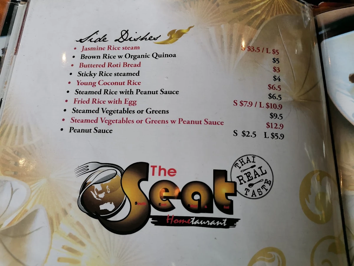 Menu, The SEAT Restaurant
