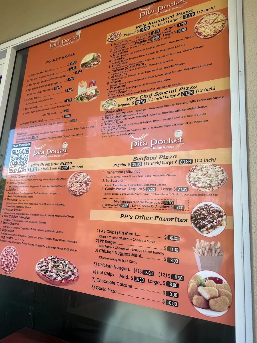 Menu, Pita Pocket Kebab and Pizza Shop