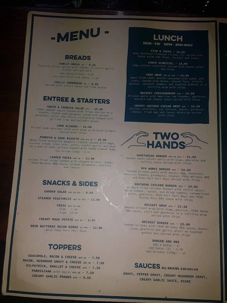 Menu, Royal Federal