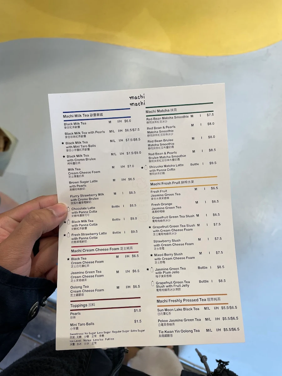 Menu, machi machi