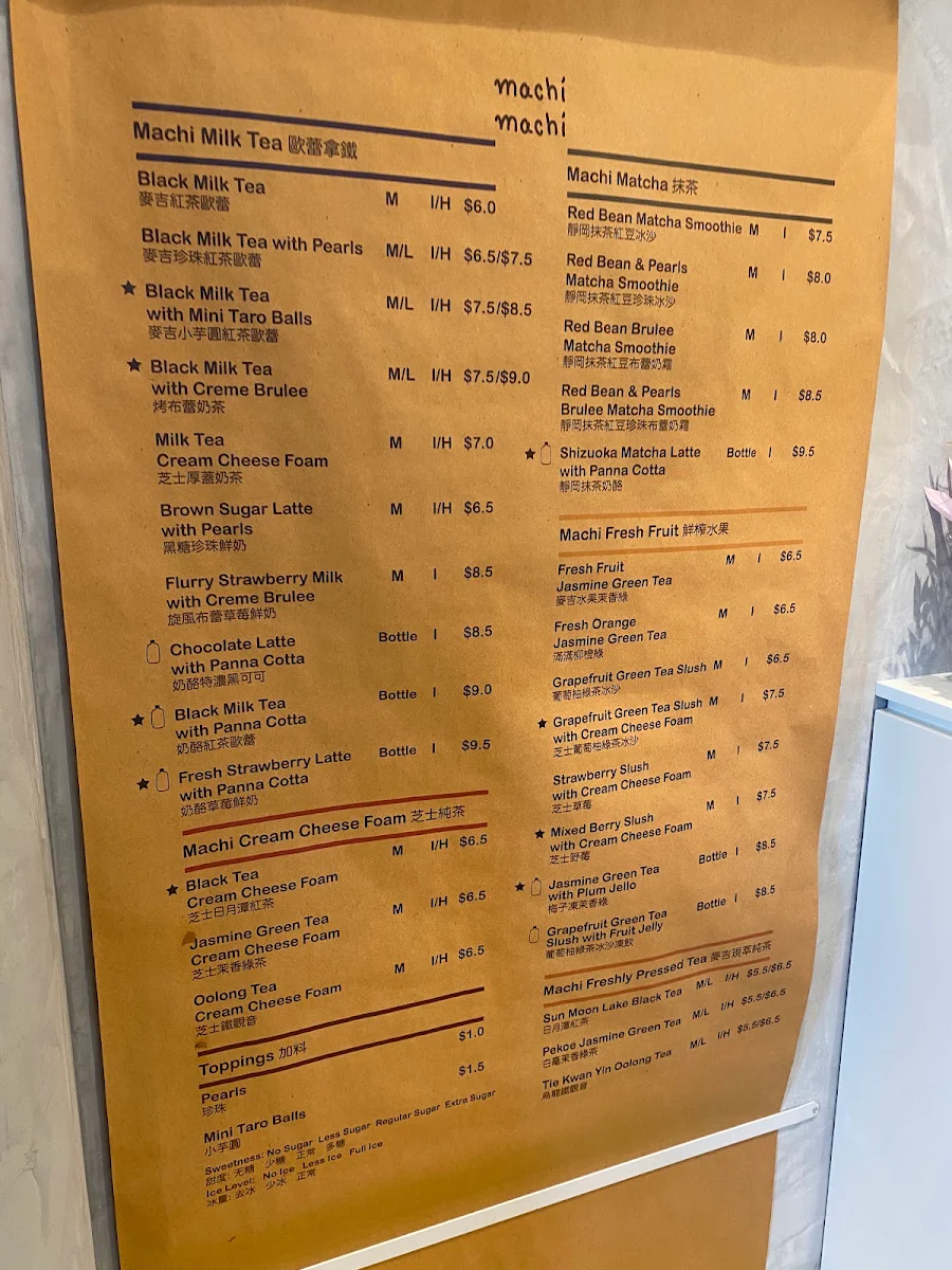 Menu, machi machi