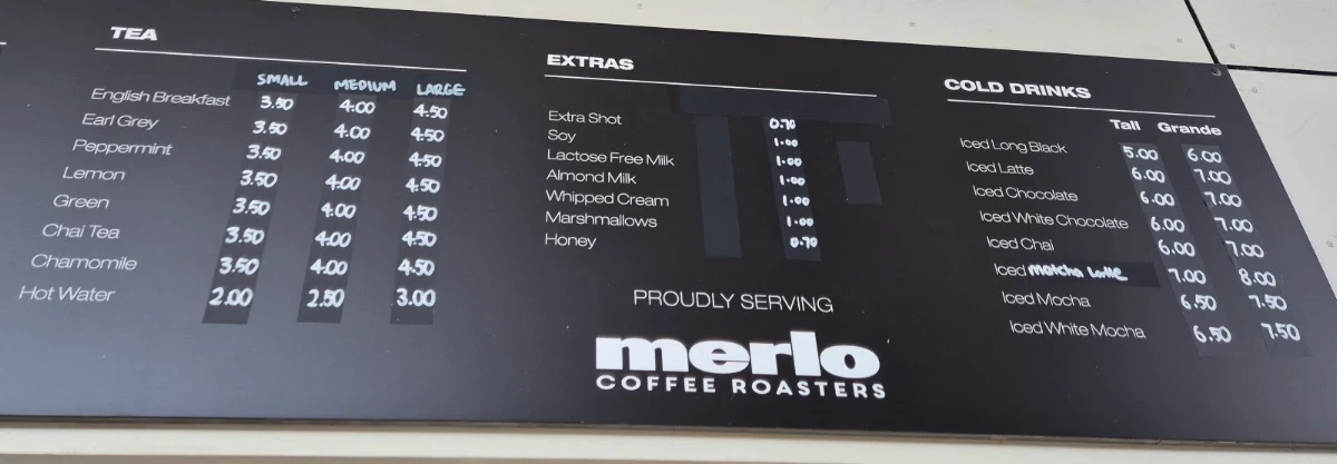 Menu, Coffee Major