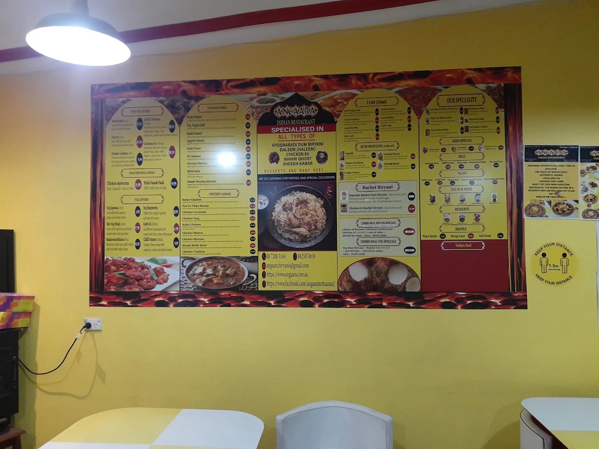 Menu, Dum Biryani at Angaara Indian Restaurant