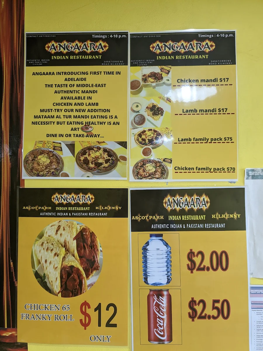 Menu, Dum Biryani at Angaara Indian Restaurant