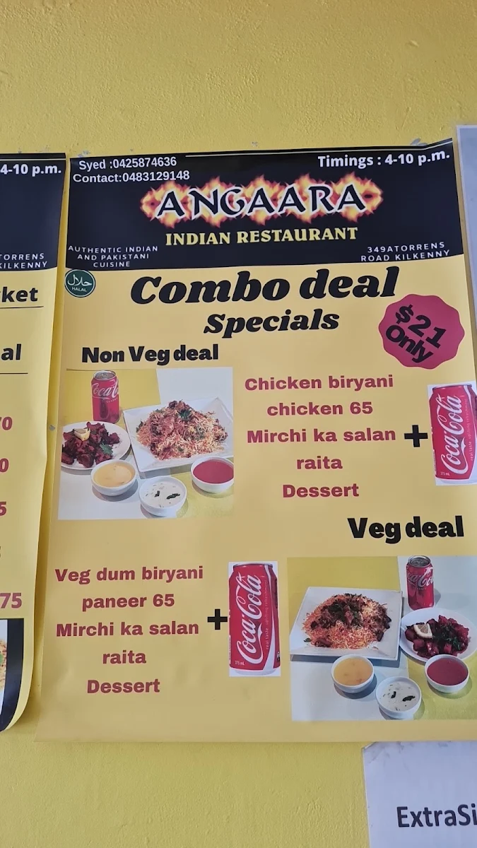 Menu, Dum Biryani at Angaara Indian Restaurant