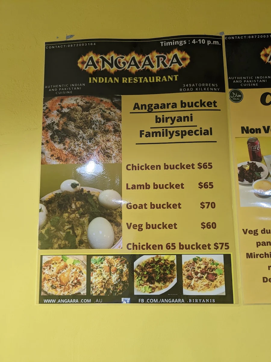 Menu, Dum Biryani at Angaara Indian Restaurant
