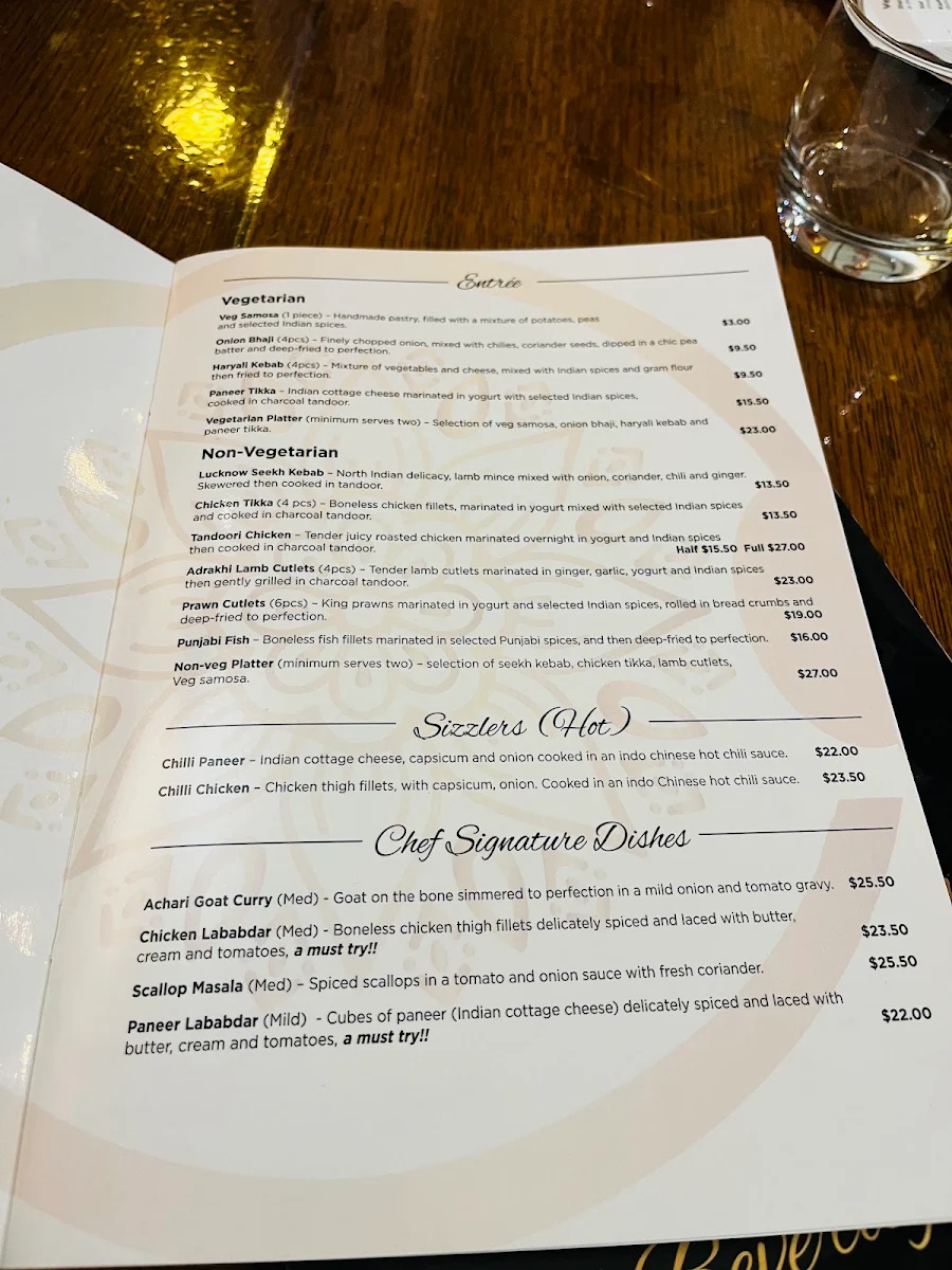 Menu, Jo’s Curry House
