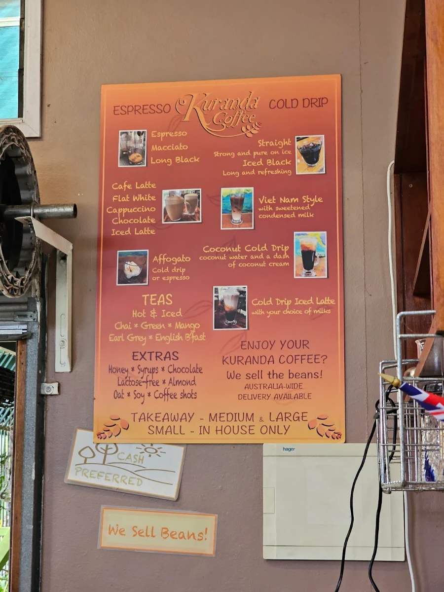 Menu, Kuranda Rainforest Coffee