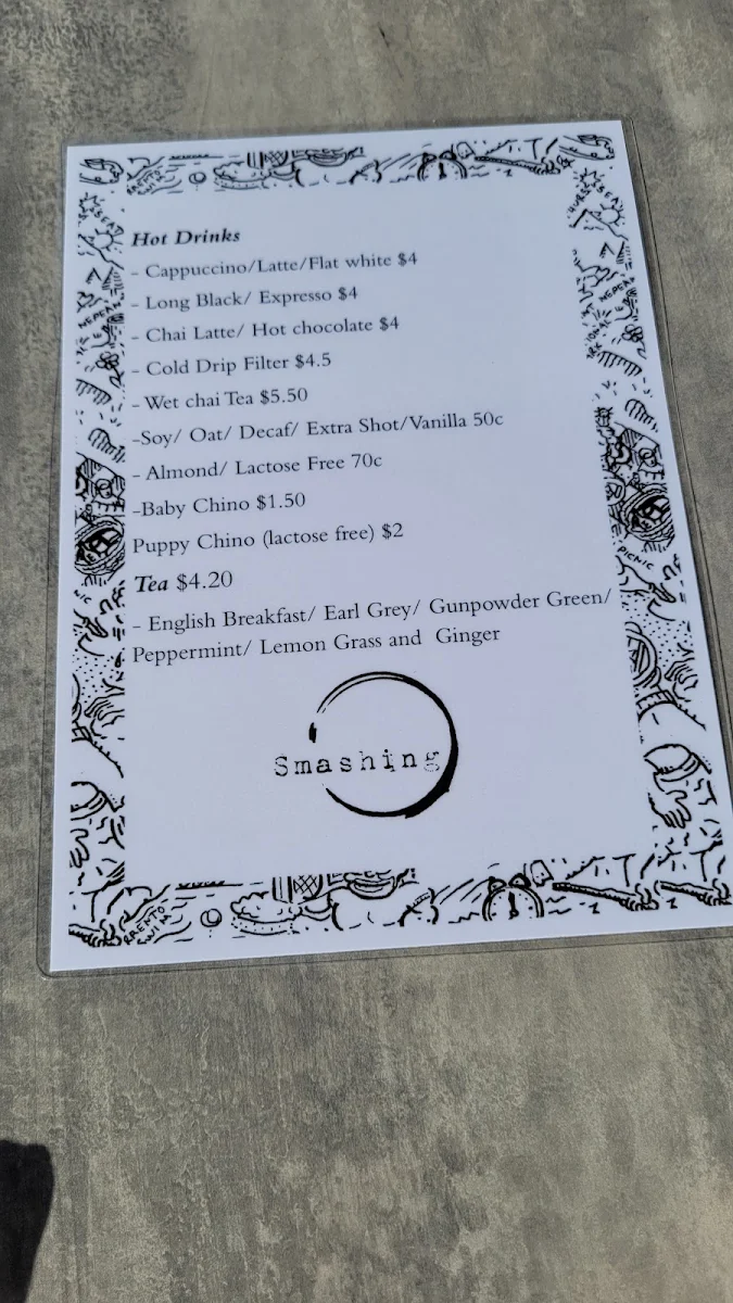 Menu, The Sorrento Social Cafe