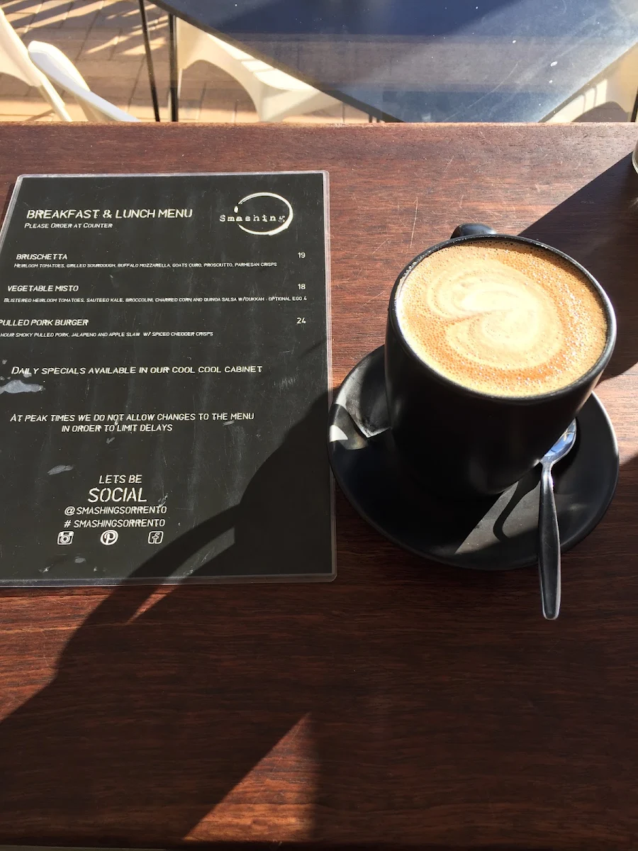 Menu, The Sorrento Social Cafe