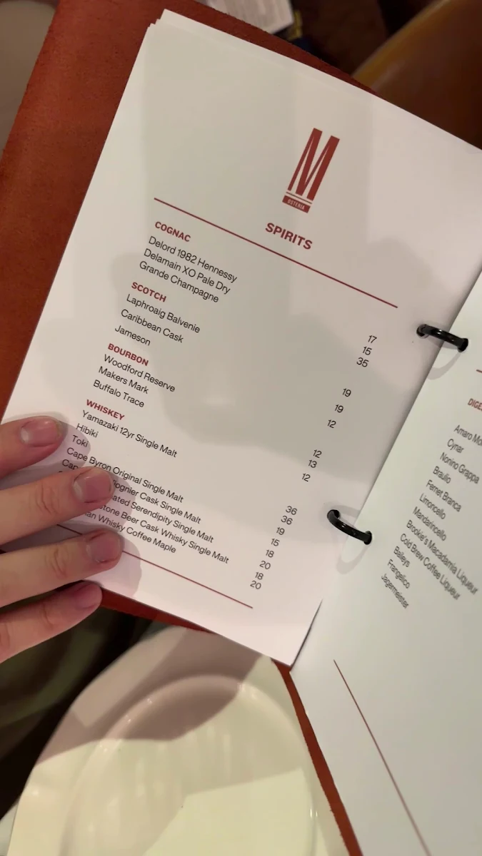 Menu, Margot Osteria