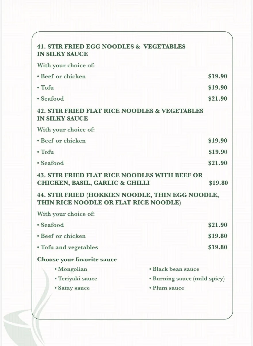 Menu, ThiThi Cafe Restaurant