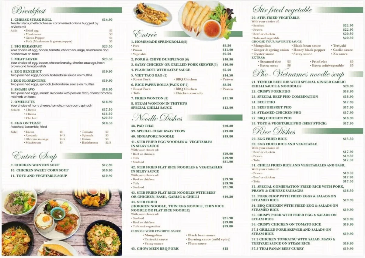 Menu, ThiThi Cafe Restaurant