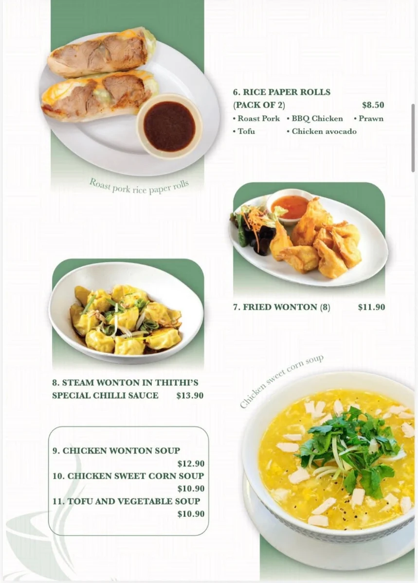 Menu, ThiThi Cafe Restaurant