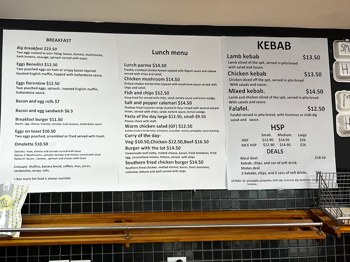 Menu, World cafe restaurant