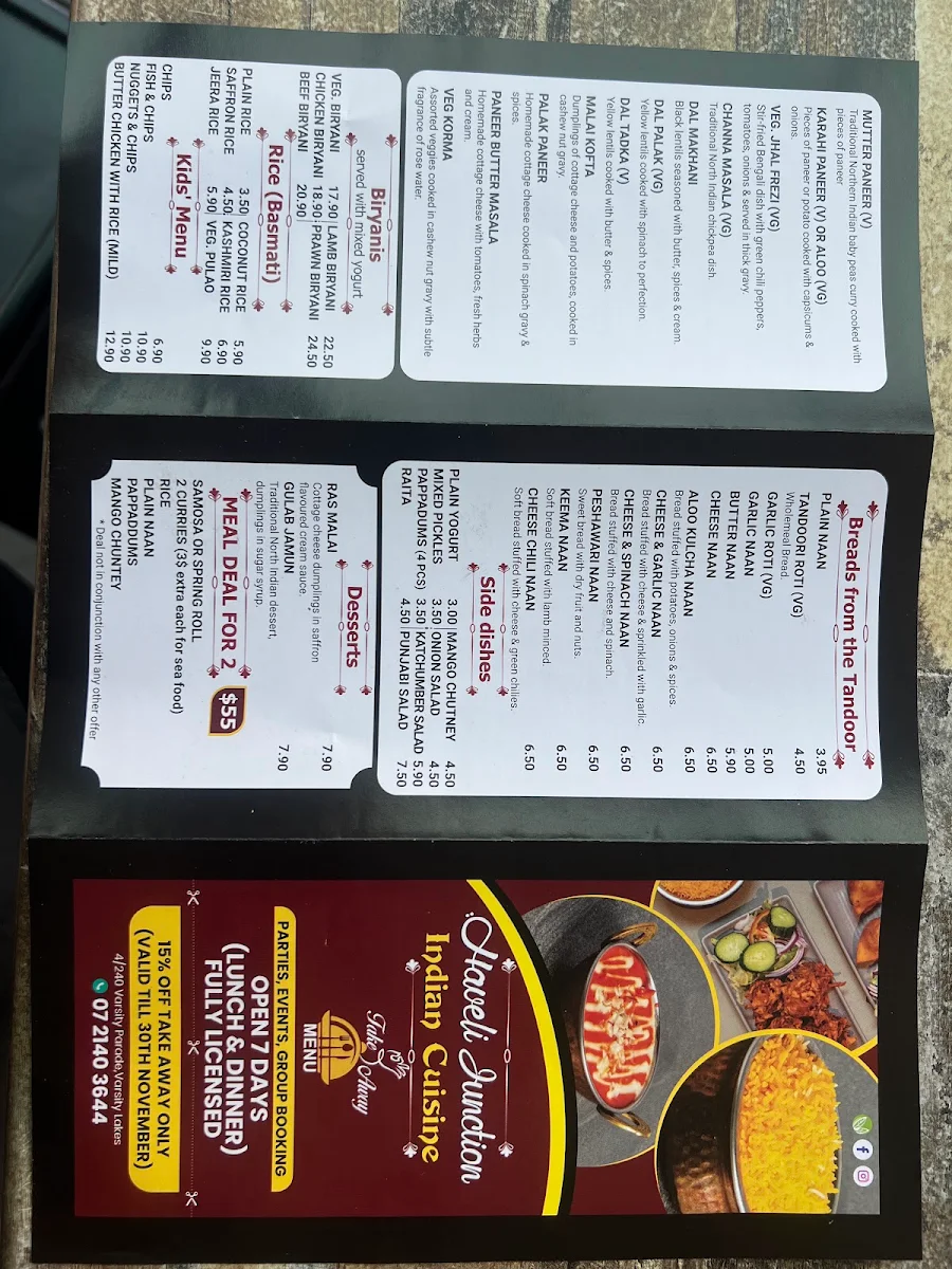 Menu, Haveli Junction Indian Cuisine