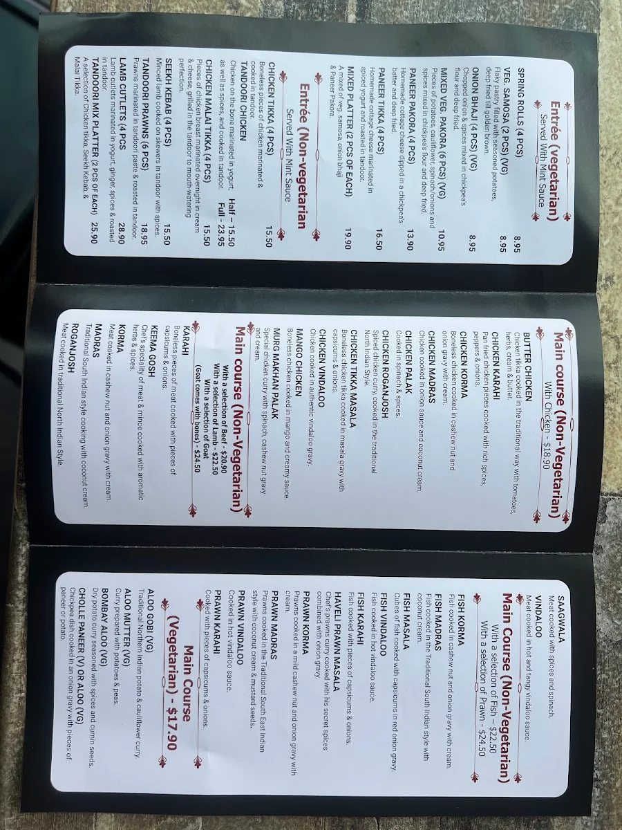Menu, Haveli Junction Indian Cuisine
