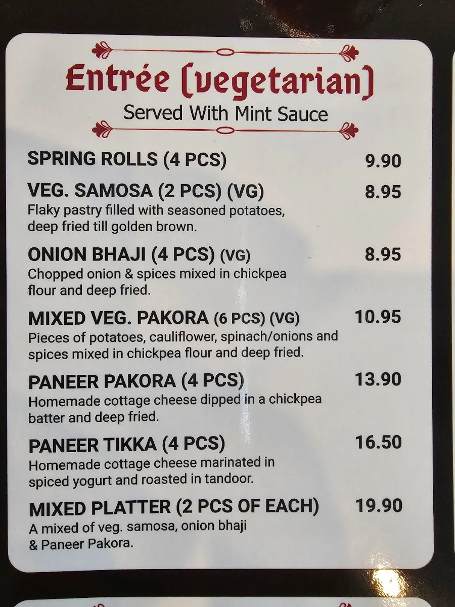 Menu, Haveli Junction Indian Cuisine