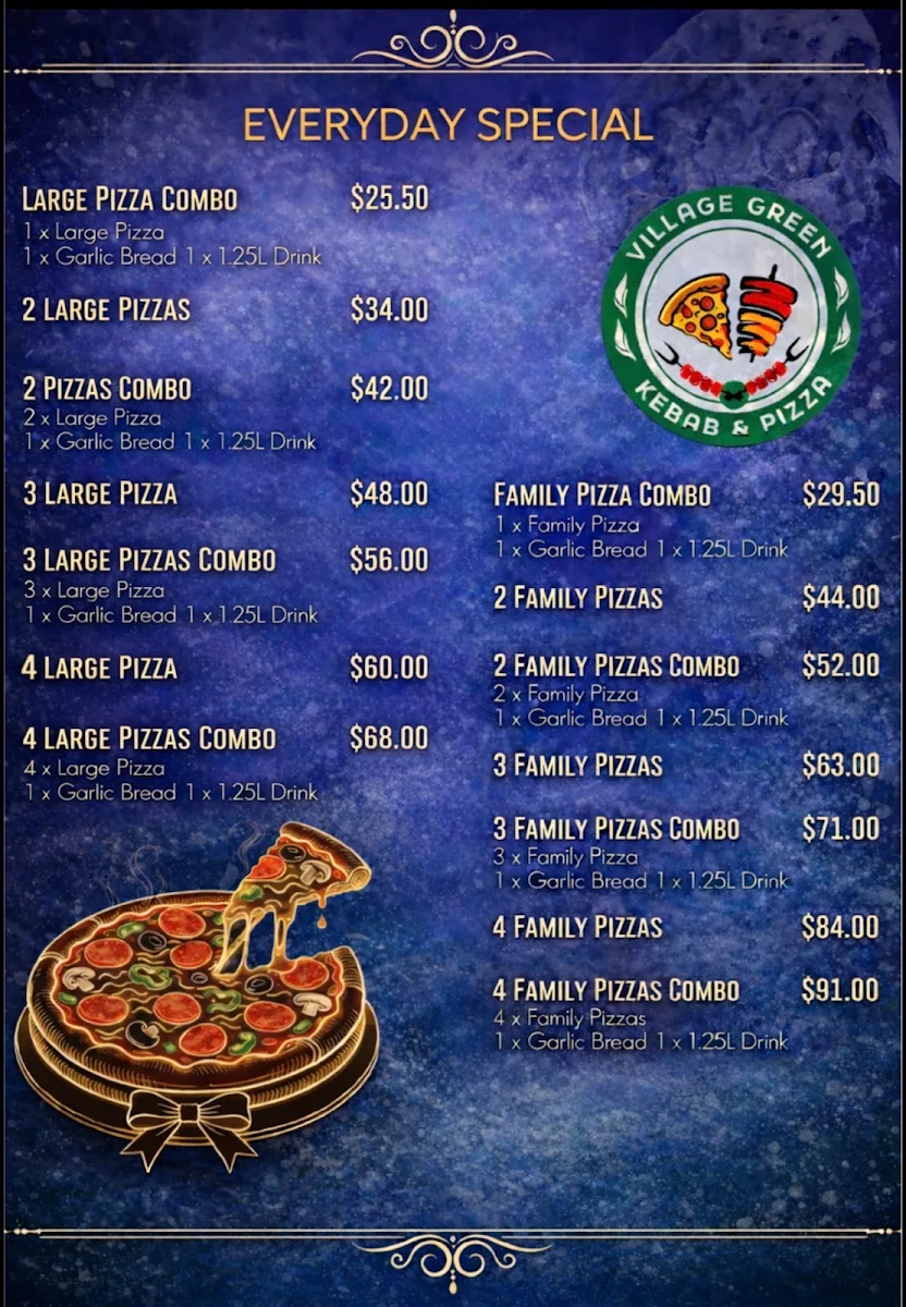 Menu, Village Green Kebab & Pizza
