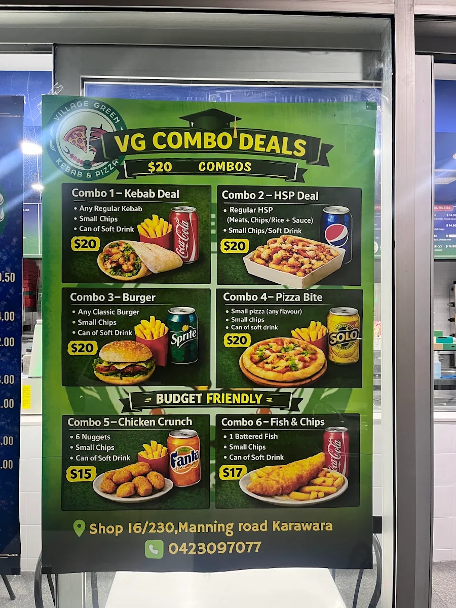 Menu, Village Green Kebab & Pizza