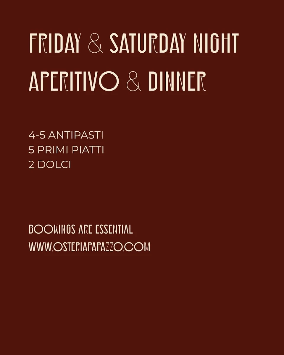 Menu, Osteria Papazzo, Caffe' Cucina & Vino