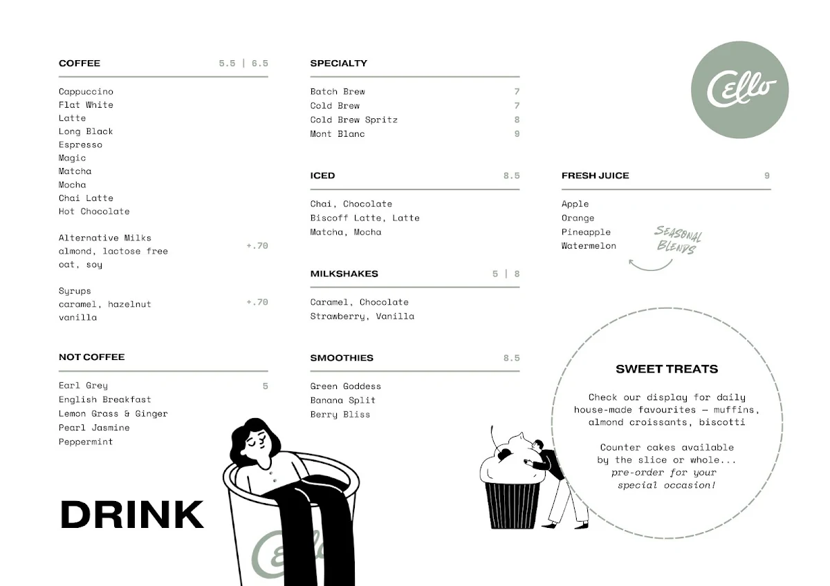 Menu, Cello