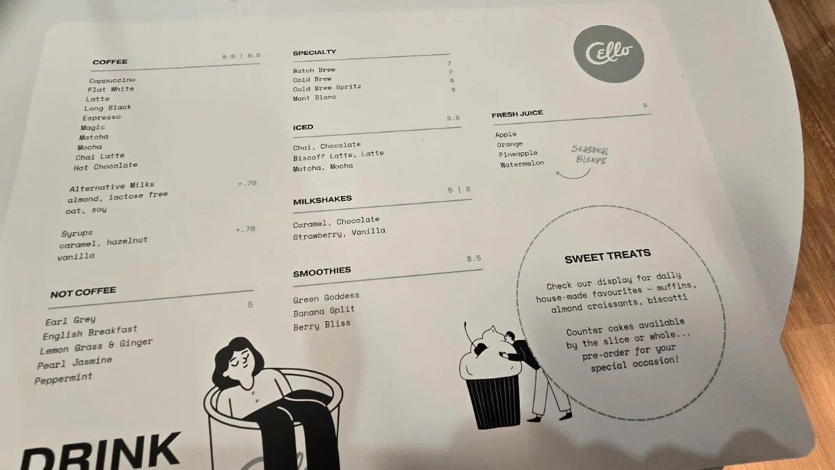 Menu, Cello