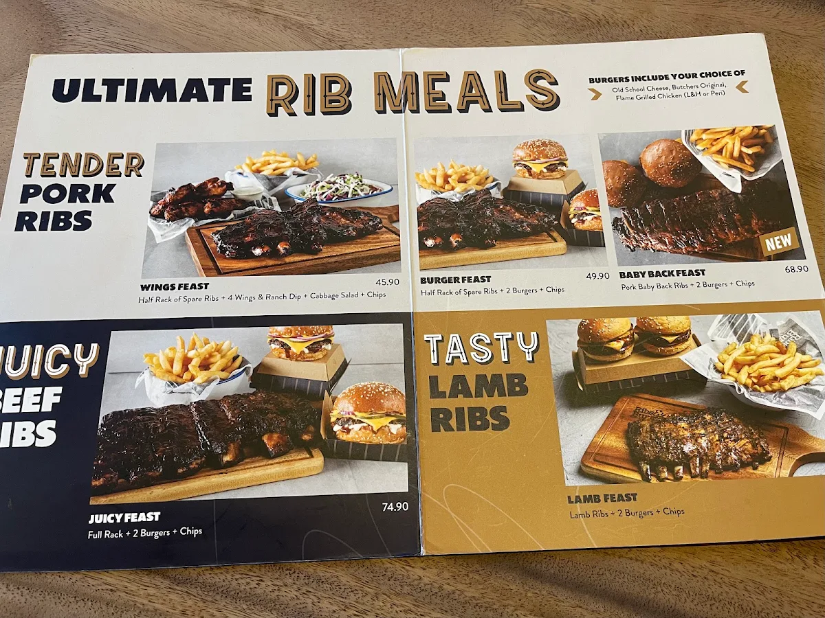 Menu, Ribs & Burgers Fortitude Valley