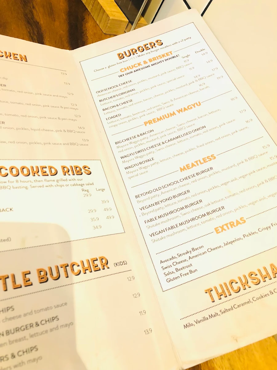 Menu, Ribs & Burgers Fortitude Valley
