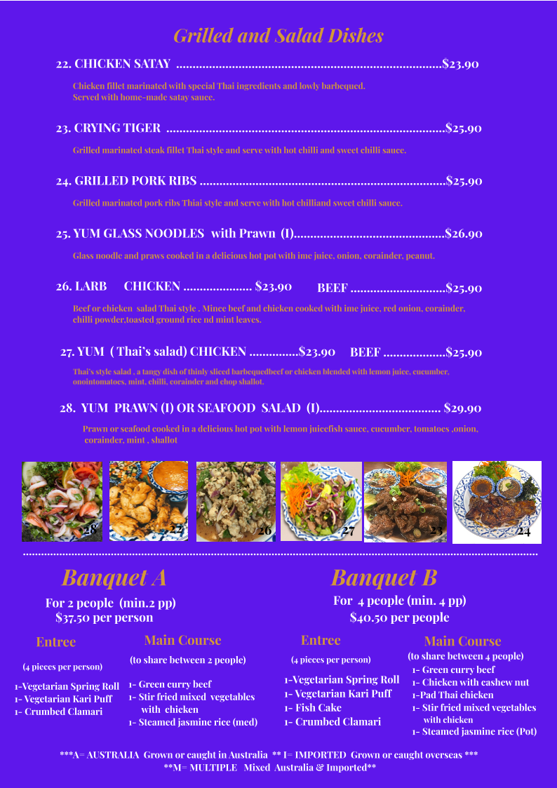 Menu, Chaopraya Thai Restaurant (Surfers Paradise)