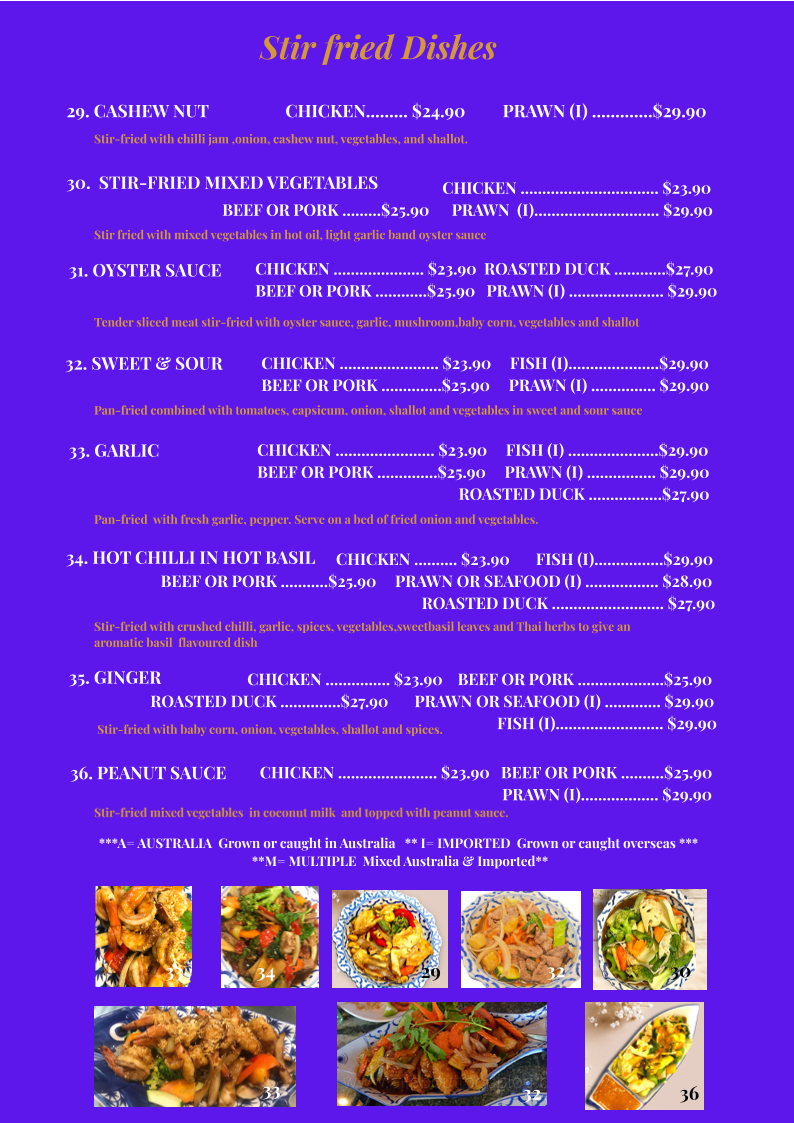 Menu, Chaopraya Thai Restaurant (Surfers Paradise)
