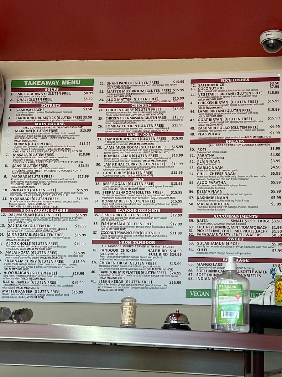 Menu, Muskaan K Indian Gourmet