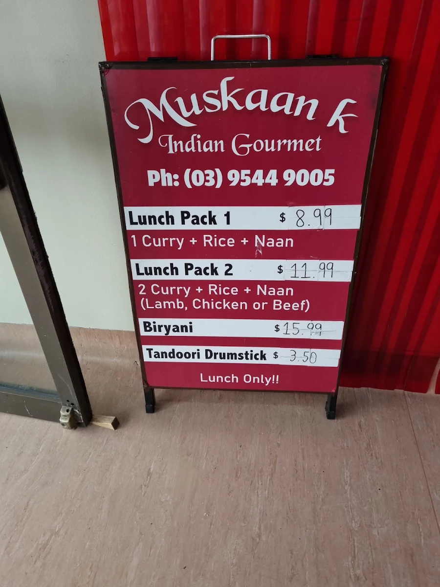 Menu, Muskaan K Indian Gourmet