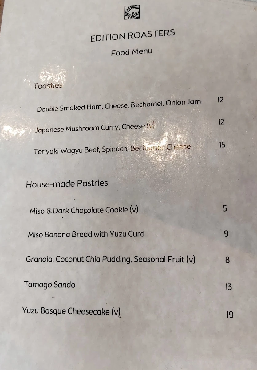 Menu, Edition Roasters MidCity
