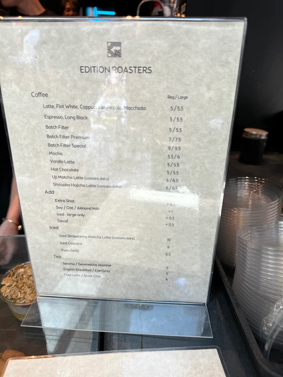 Menu, Edition Roasters MidCity