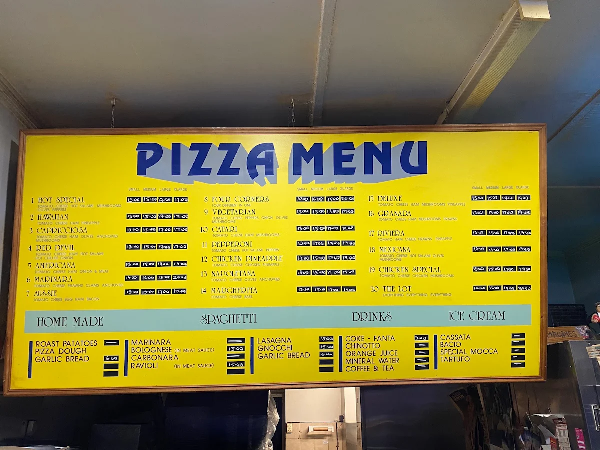 Menu, Hot Pizza House