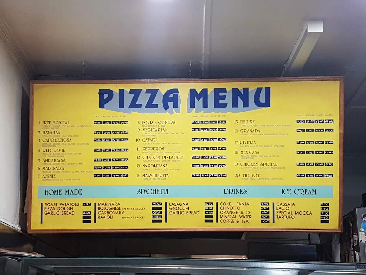 Menu, Hot Pizza House