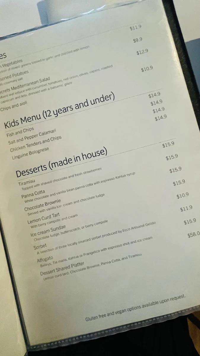 Menu, Secrets by the Sea