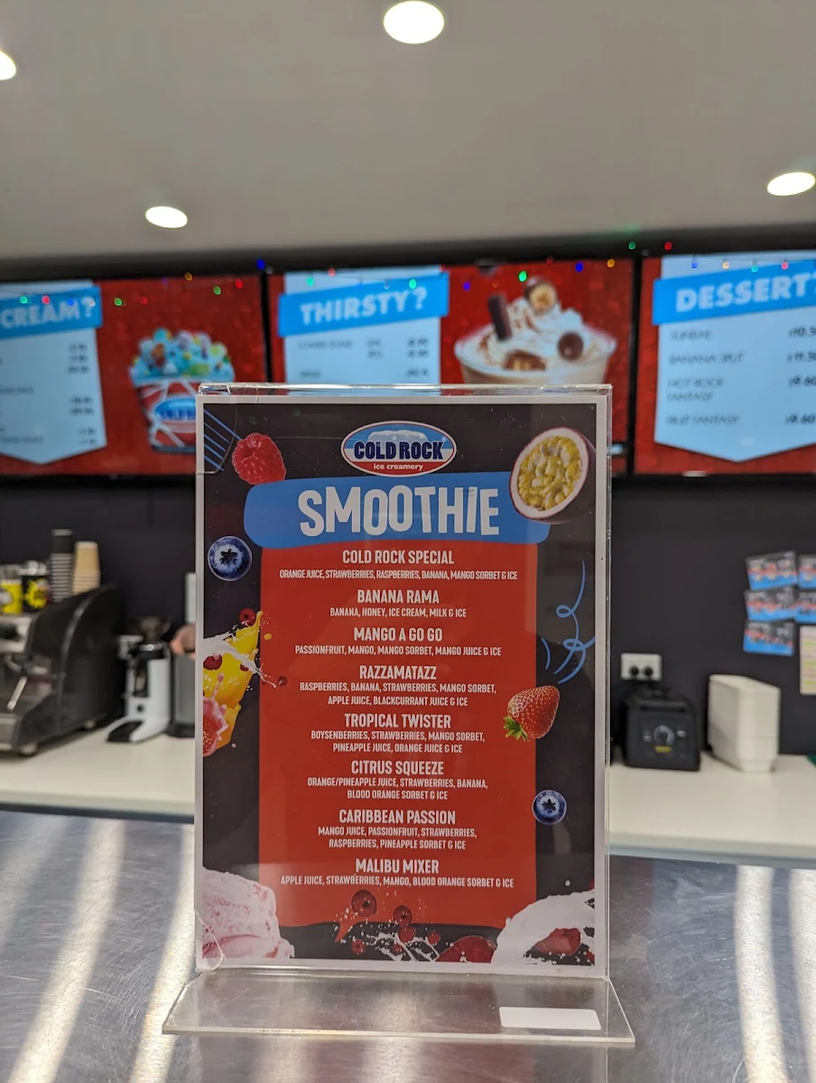 Menu, Cold Rock Ice Creamery Bendigo