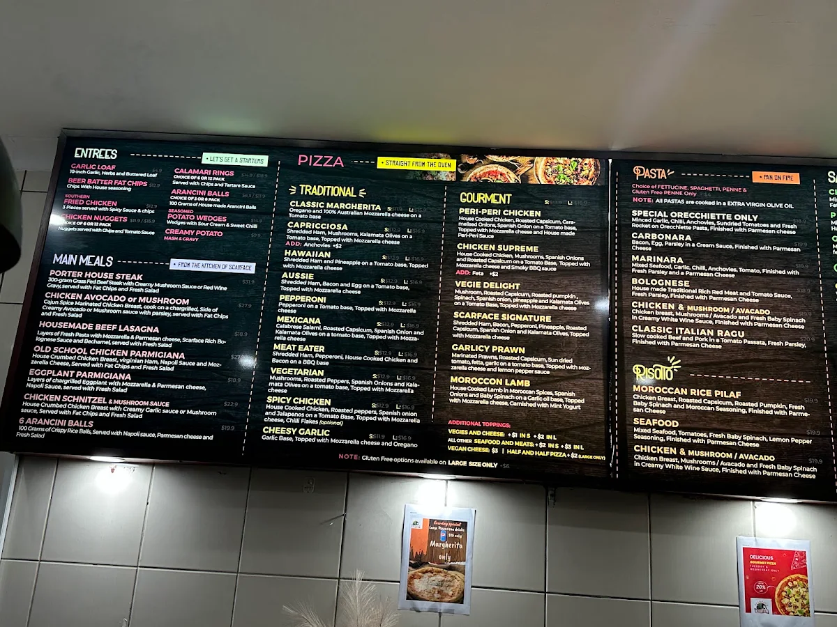 Menu, SCARFACE PIZZERIA