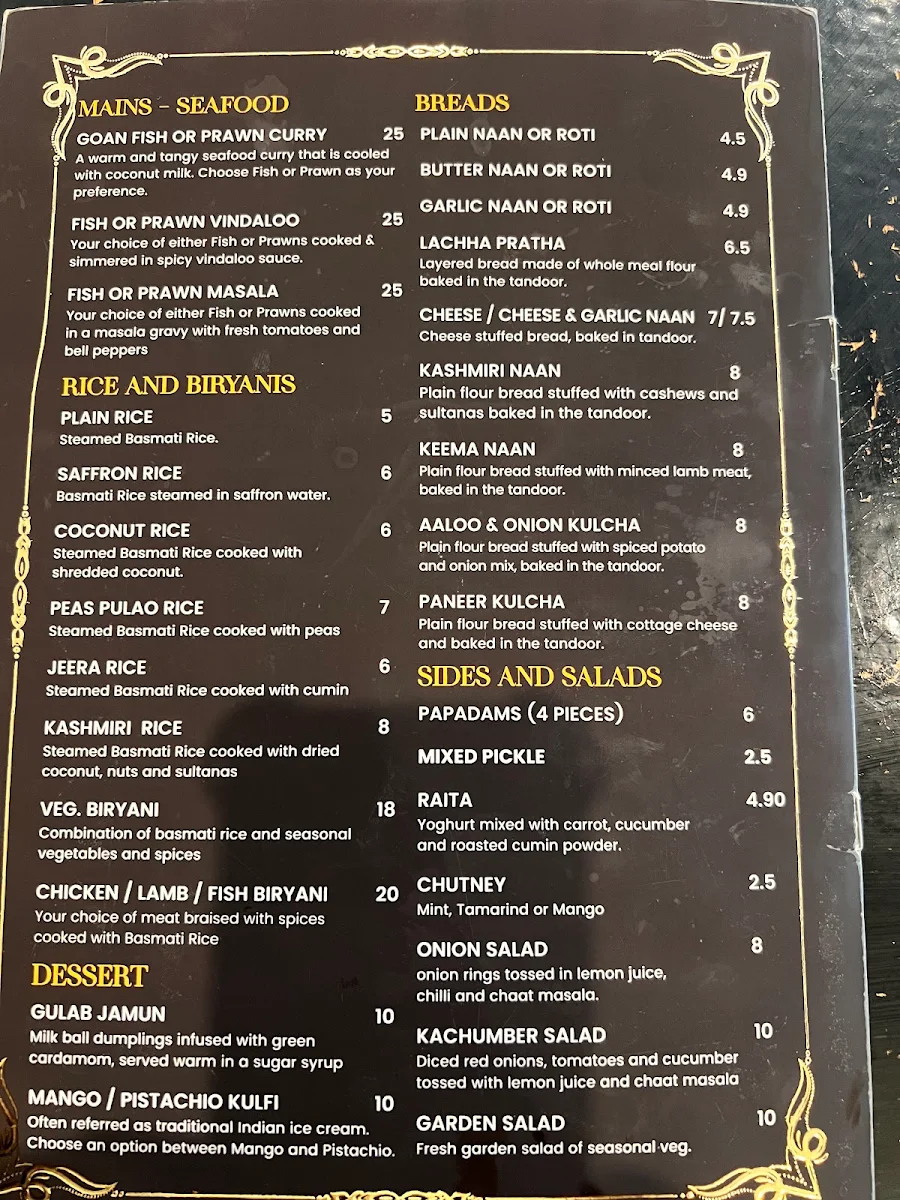 Menu, 3 Brothers on Chapel