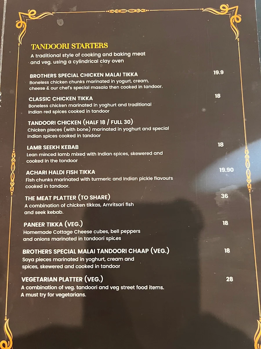 Menu, 3 Brothers on Chapel