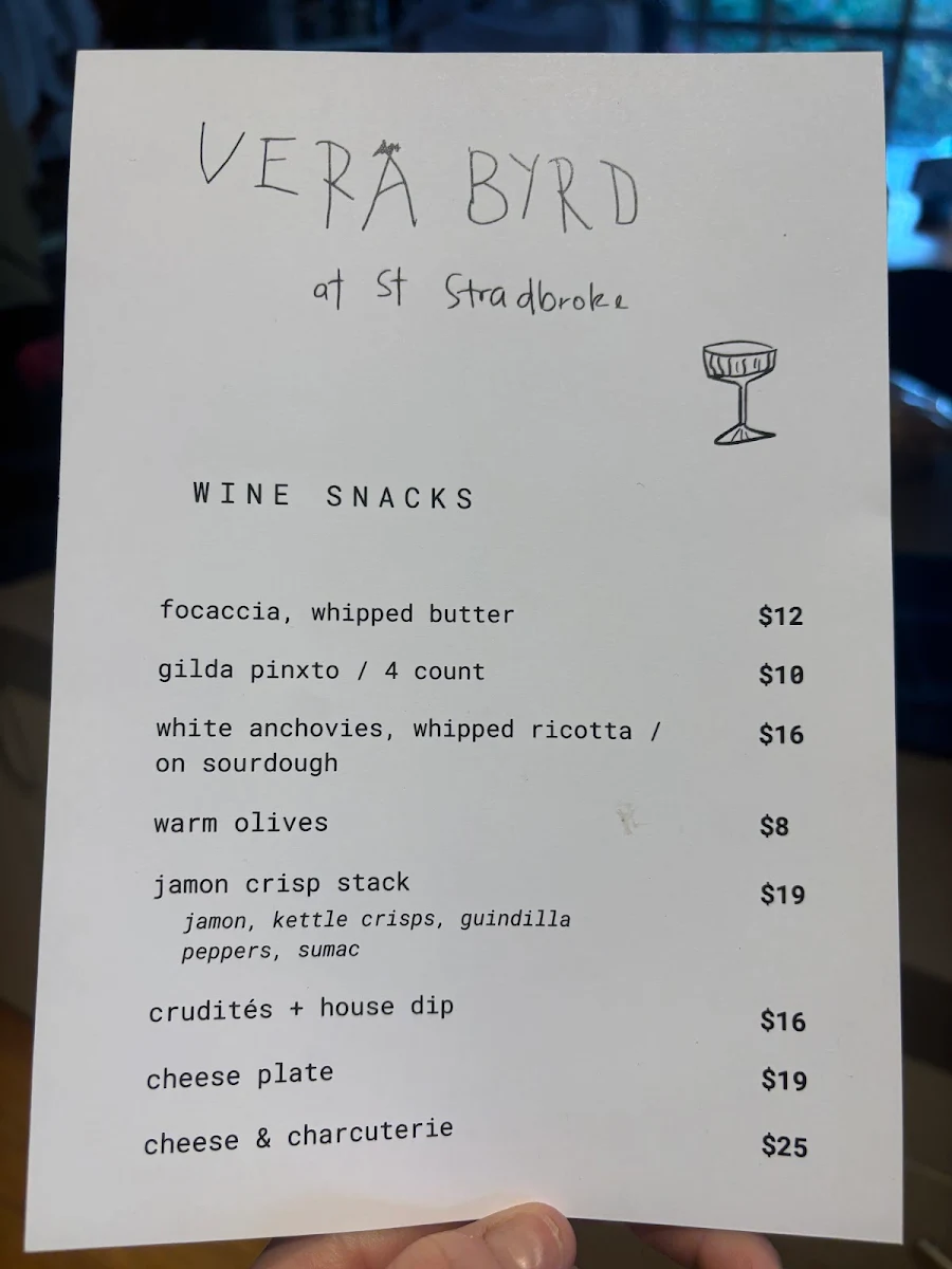 Menu, Vera Byrd Kitchen